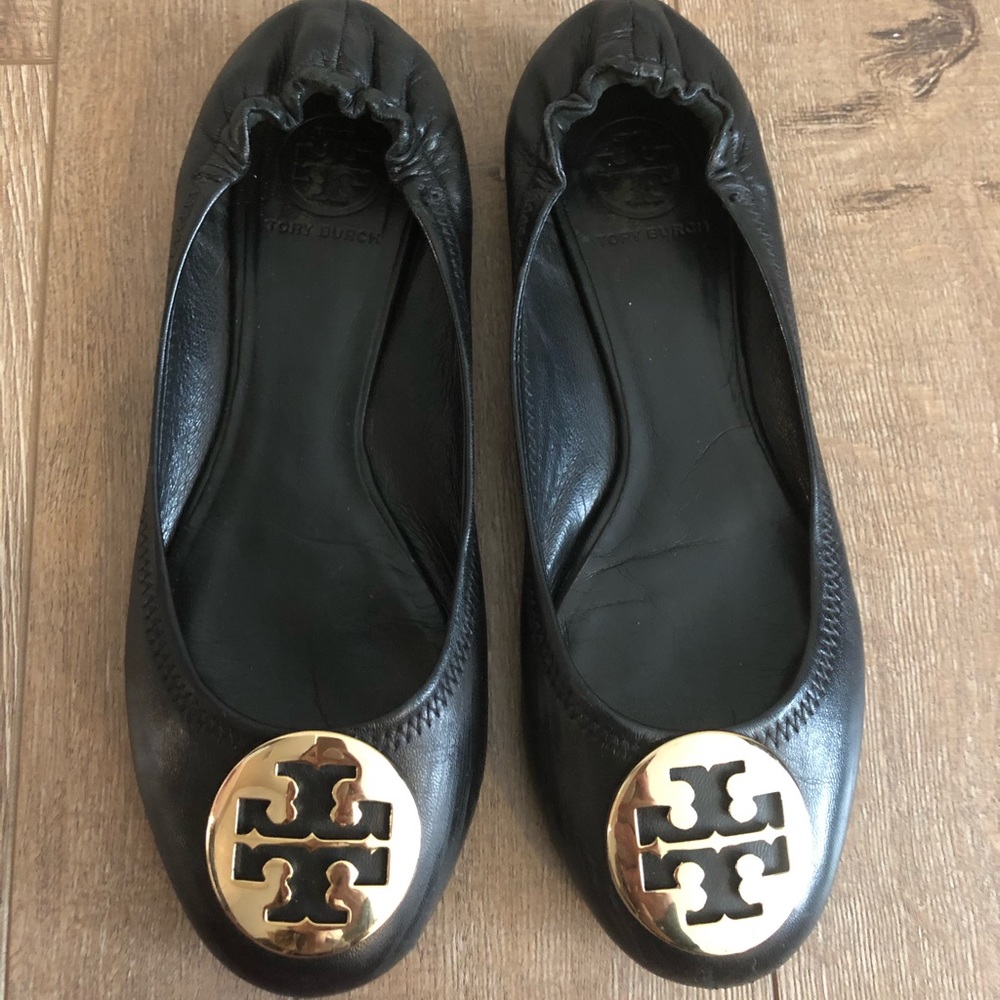Tory Burch Reva Ballet Flats size 8 black leather